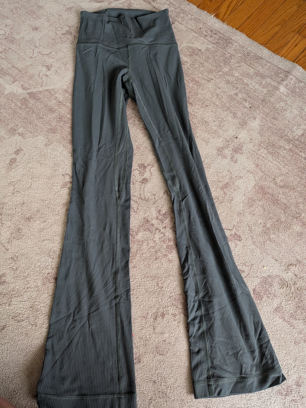 lululemon athletica Ribbed High-Rise Flare Pants in Sage grey